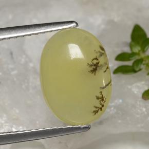Ópalo musgoso Dendrita amarilla natural de 2.39 ct, Corte Óvalo, Translúcido
