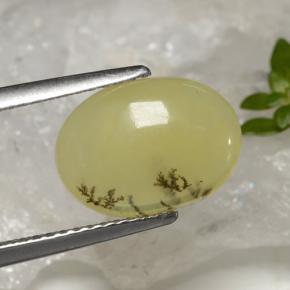 Ópalo musgoso Dendrita amarilla natural de 2.39 ct, Corte Óvalo, Translúcido