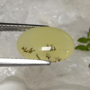 Ópalo musgoso Dendrita amarilla natural de 2.39 ct, Corte Óvalo, Translúcido