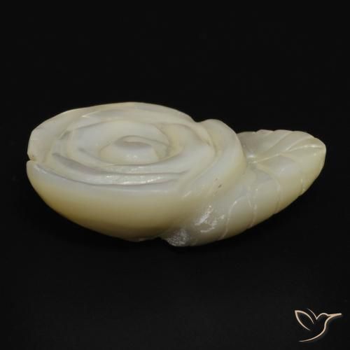 Madreperla Blanco perlado natural de 17.50 ct, Corte Flor, Opaco