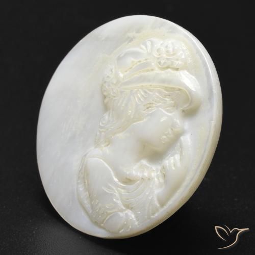 Madreperla Blanco cálido natural de 13.32 ct, Redondo, Opaco