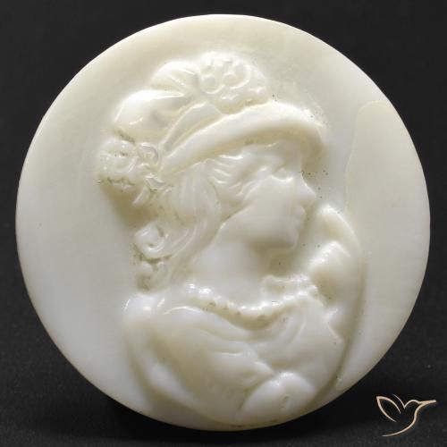 Madreperla Blanco perlado natural de 15.21 ct, Corte Redondo, Opaco