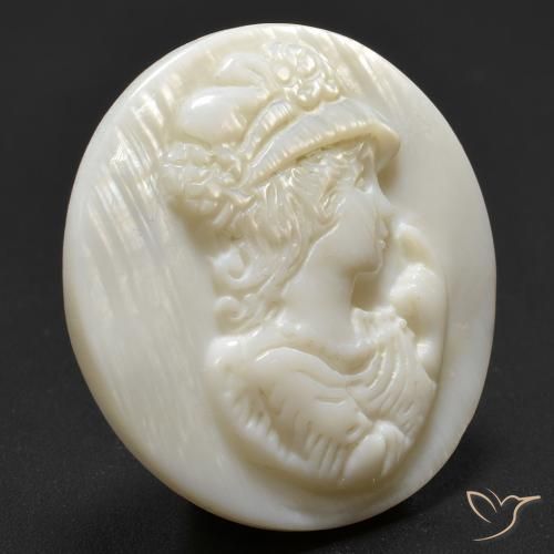 Madreperla Blanco cálido natural de 15.22 ct, Redondo, Opaco