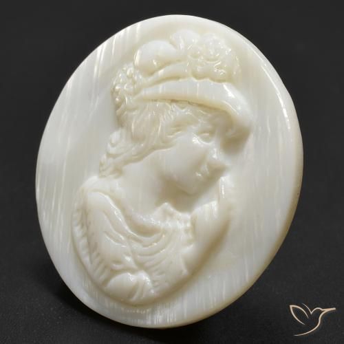 Madreperla Blanco cálido natural de 15.22 ct, Redondo, Opaco