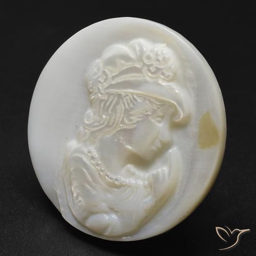 Madreperla Blanco cálido natural de 14.12 ct, Redondo, Opaco