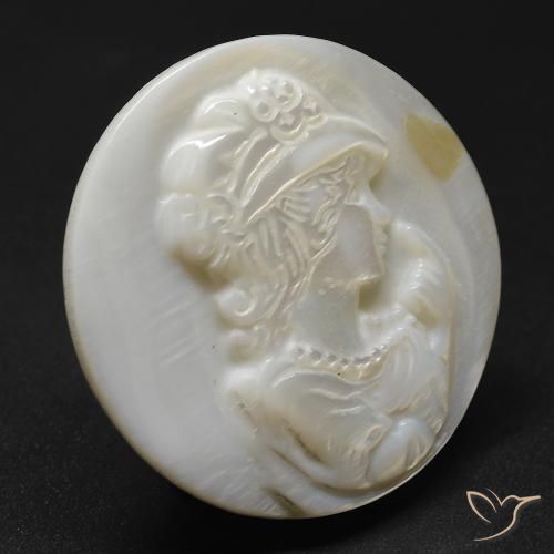 Madreperla Blanco cálido natural de 14.12 ct, Redondo, Opaco