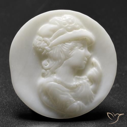 13.87ct Natural Blanco perlado Madreperla, Redondo, Opaco
