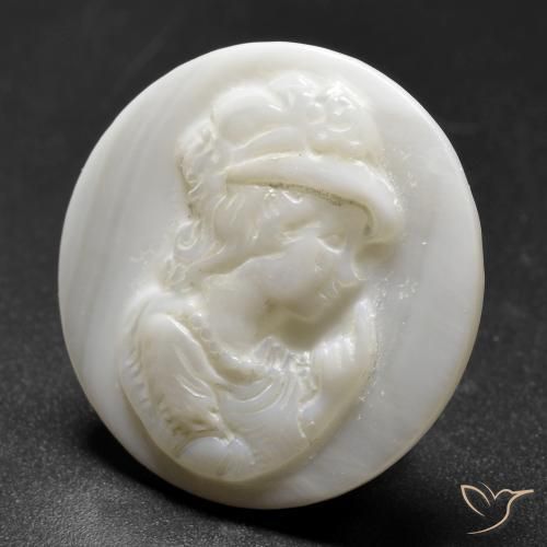 Madreperla Blanco perlado natural de 17.23 ct, Redondo, Opaco