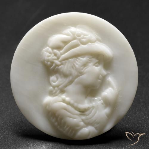 Madreperla Blanco perlado natural de 14.32 ct, Redondo, Opaco