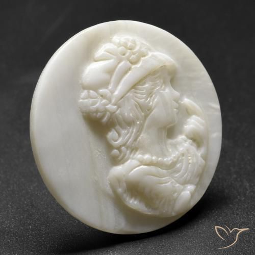 Madreperla Blanco perlado natural de 13.49 ct, Redondo, Opaco