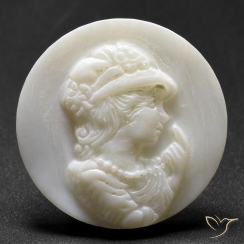 17.41ct Natural Blanco perlado Madreperla, Redondo, Opaco