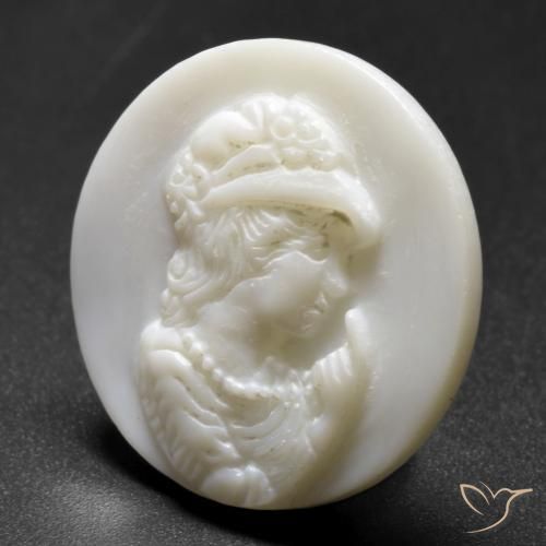 Madreperla Blanco perlado natural de 17.41 ct, Redondo, Opaco