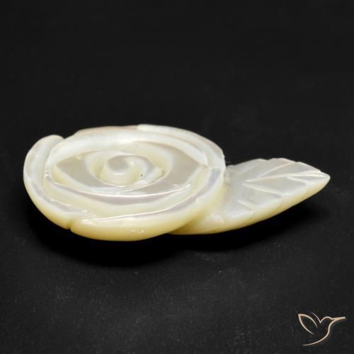 Madreperla Blanco perlado natural de 18.01 ct, Corte Flor, Opaco