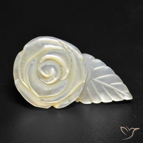 Madreperla Blanco perlado natural de 18.49 ct, Corte Flor, Opaco