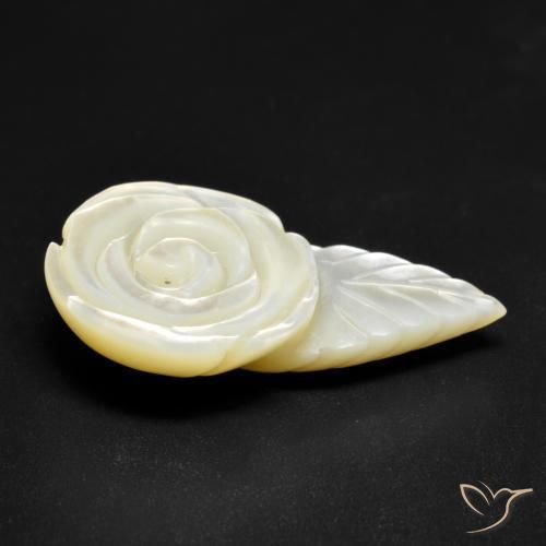 Madreperla Blanco perlado natural de 18.49 ct, Corte Flor, Opaco