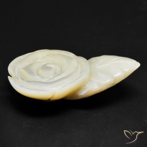 Madreperla Blanco perlado natural de 19.38 ct, Corte Flor, Opaco
