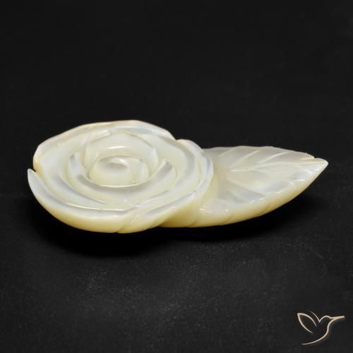 Madreperla Blanco perlado natural de 17.26 ct, Corte Flor, Opaco
