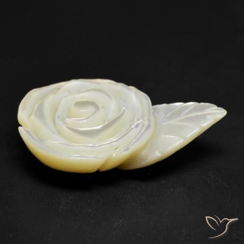 Madreperla Blanco perlado natural de 21.17 ct, Corte Flor, Opaco