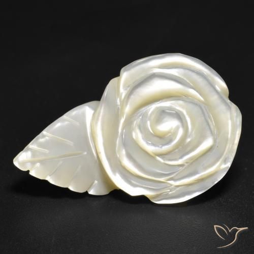 12.59ct Natural Blanco perlado Madreperla, Corte Flor, Opaco