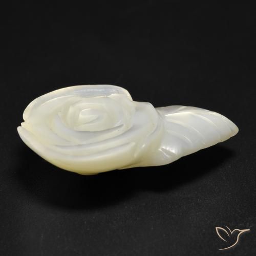 Madreperla Blanco perlado natural de 14.21 ct, Corte Flor, Opaco