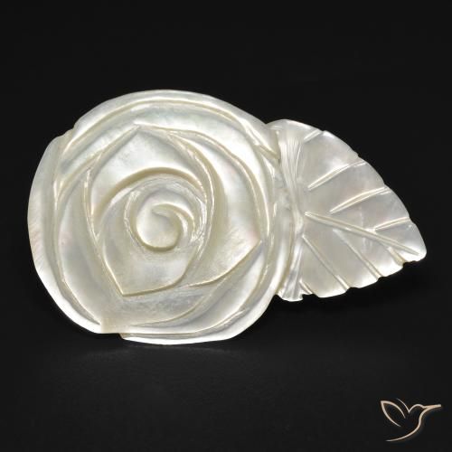 13.65ct Natural Blanco perlado Madreperla, Corte Flor, Opaco