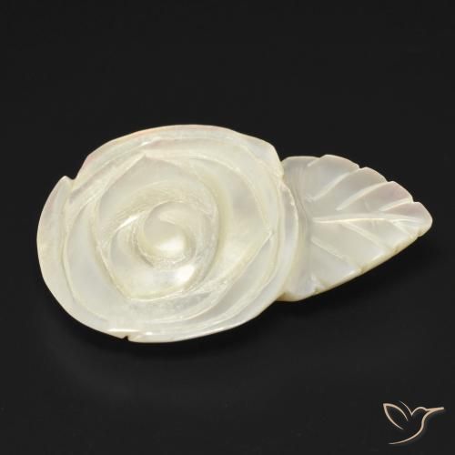 Madreperla Blanco perlado natural de 13.65 ct, Corte Flor, Opaco