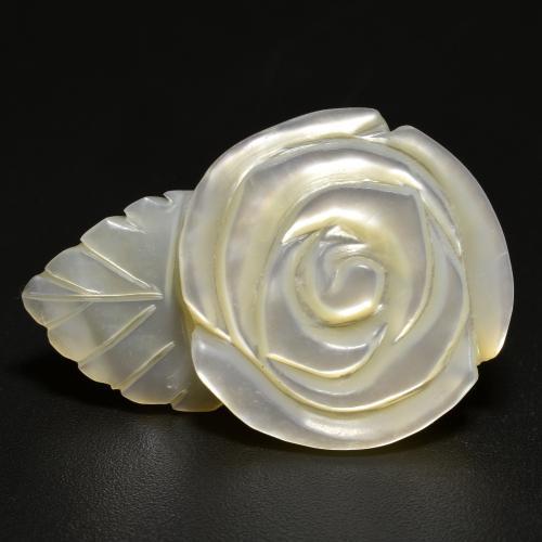 Nácar blanco natural de 16,68 ct, corte flor, opaco