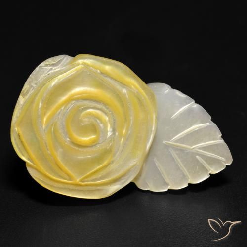 Madreperla Amarillo medio natural de 21.40 ct, Corte Flor, Opaco