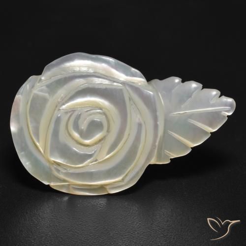 Madreperla Blanco perlado natural de 11.41 ct, Corte Flor, Opaco
