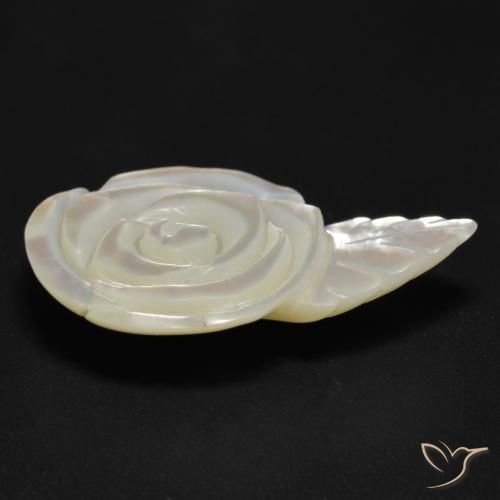 Madreperla Blanco perlado natural de 11.41 ct, Corte Flor, Opaco