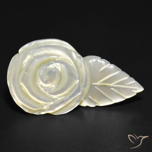 Madreperla Blanco perlado natural de 14.35 ct, Corte Flor, Opaco