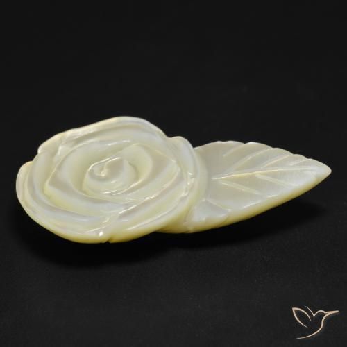 Madreperla Blanco perlado natural de 14.35 ct, Corte Flor, Opaco
