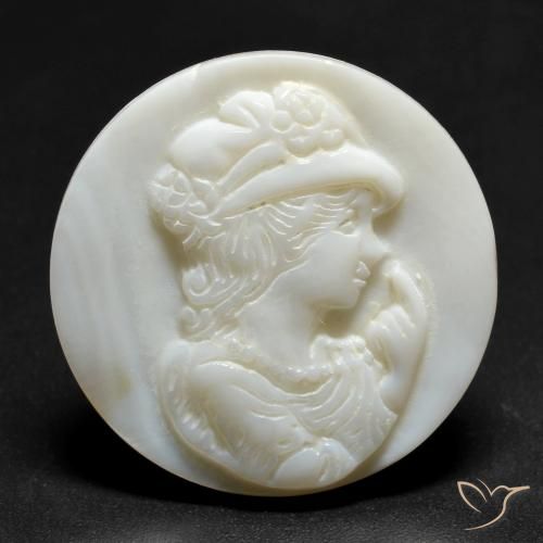 14.43ct Natural Blanco perlado Madreperla, Redondo, Opaco