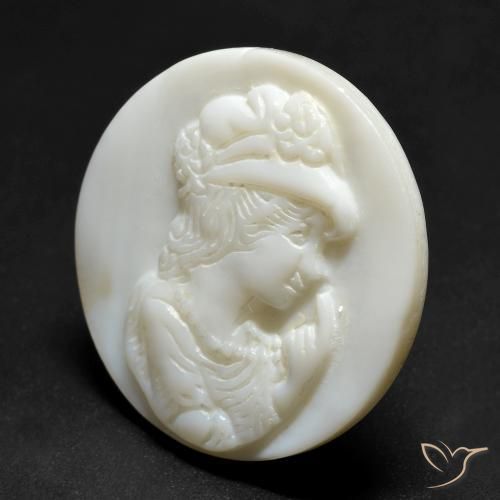 Madreperla Blanco perlado natural de 14.43 ct, Redondo, Opaco