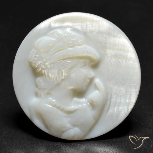 12.81ct Natural Blanco perlado Madreperla, Redondo, Opaco