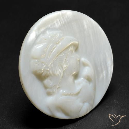Madreperla Blanco perlado natural de 12.81 ct, Redondo, Opaco