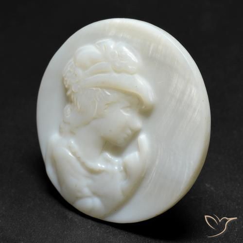 Madreperla Blanco perlado natural de 12.81 ct, Redondo, Opaco