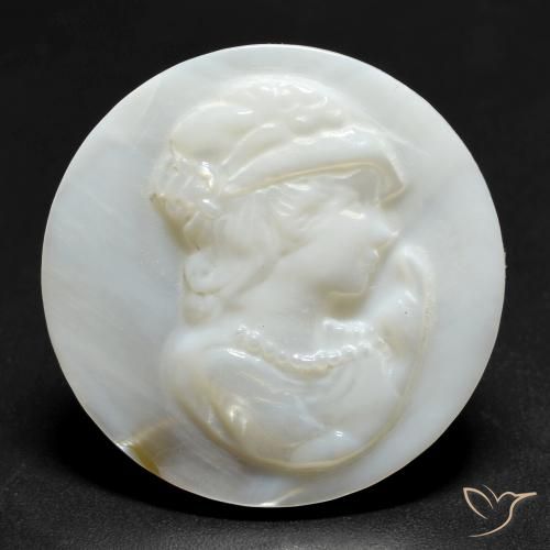 13.70ct Natural Blanco perlado Madreperla, Redondo, Opaco