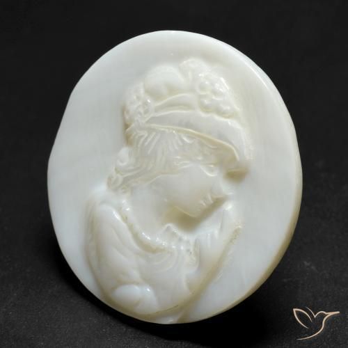 Madreperla Blanco perlado natural de 14.15 ct, Redondo, Opaco