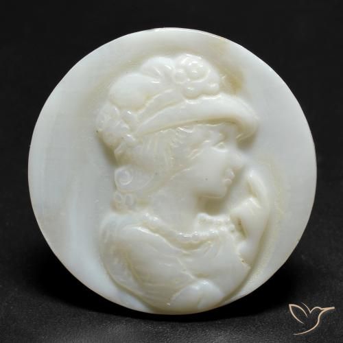 12.47ct Natural Blanco perlado Madreperla, Redondo, Opaco