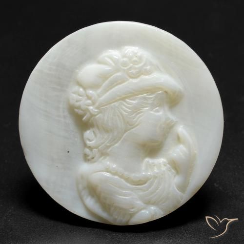 14.44ct Natural Blanco cálido Madreperla, Redondo, Opaco