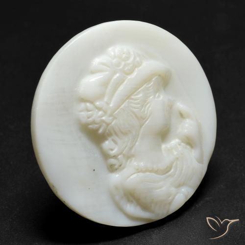 Madreperla Blanco cálido natural de 14.44 ct, Redondo, Opaco