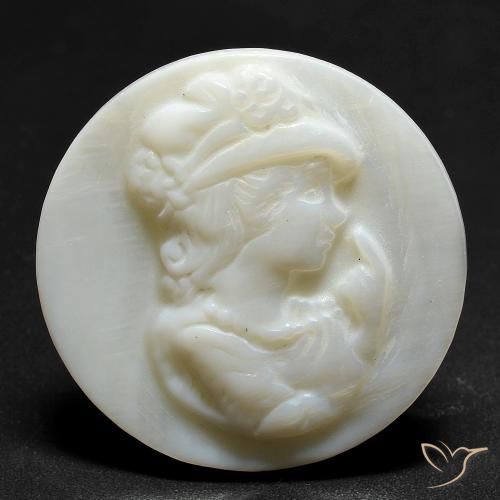 16.47ct Natural Blanco perlado Madreperla, Redondo, Opaco