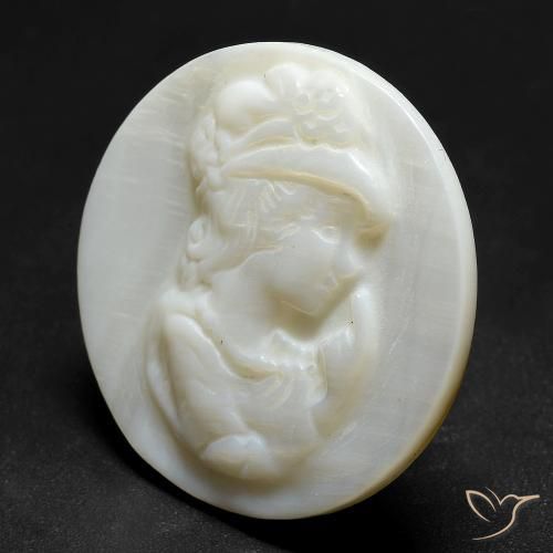 Madreperla Blanco perlado natural de 16.47 ct, Redondo, Opaco