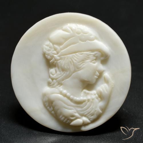 14.49ct Natural Blanco cálido Madreperla, Redondo, Opaco