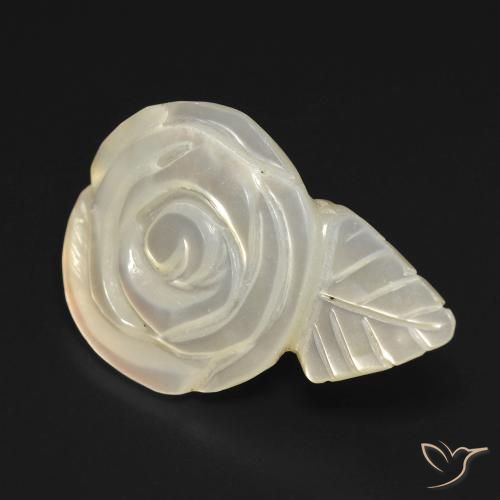 Madreperla Blanco perlado natural de 11.49 ct, Corte Flor, Opaco