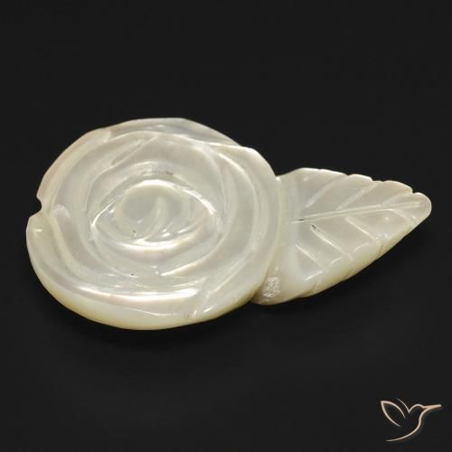 Madreperla Blanco perlado natural de 11.49 ct, Corte Flor, Opaco