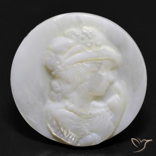 16.81ct Natural Blanco perlado Madreperla, Redondo, Opaco