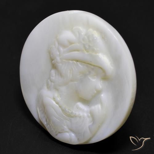 Madreperla Blanco perlado natural de 16.81 ct, Redondo, Opaco
