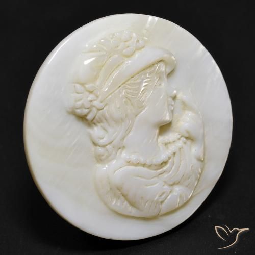 Madreperla Blanco perlado natural de 14.26 ct, Redondo, Opaco